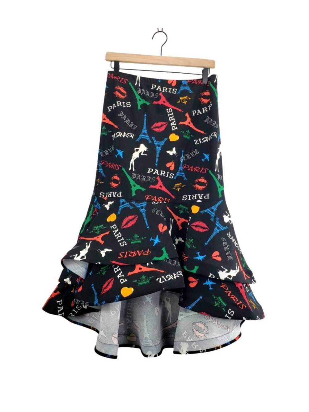 High-Low Pairs Skrit Black Multi sz L by Touch Me Tiered Trumpet Sexy Novelty